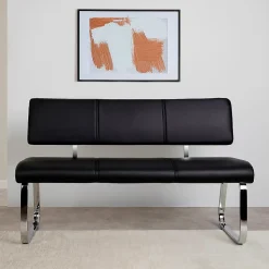 Banc design avec dossier VILAS, en synthétique noir