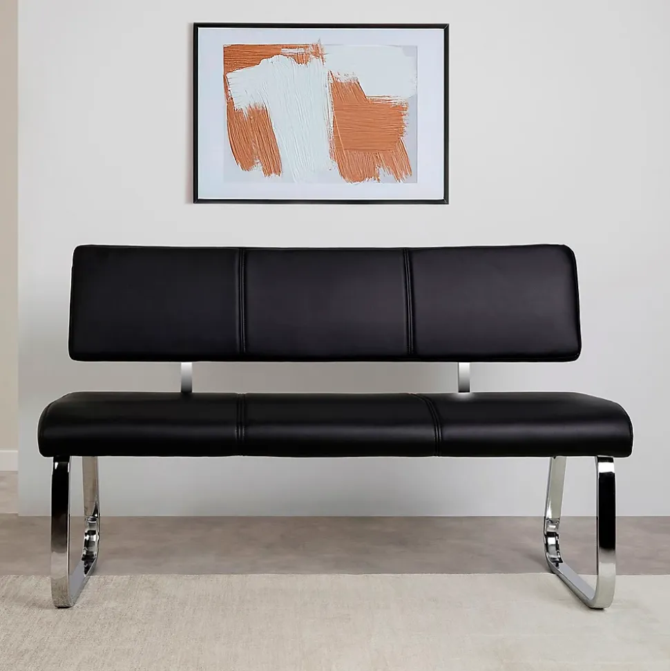 Banc design avec dossier VILAS, en synthétique noir