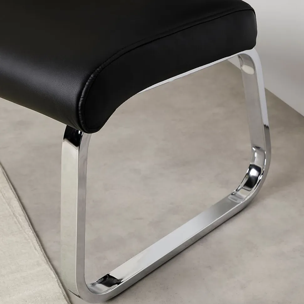 Banc design avec dossier VILAS, en synthétique noir