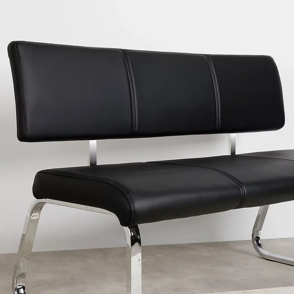 Banc design avec dossier VILAS, en synthétique noir
