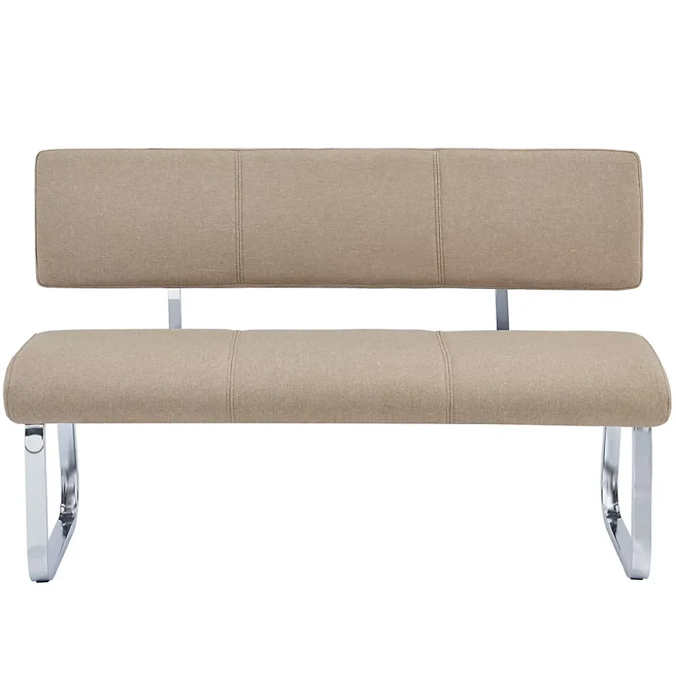 Banc design avec dossier VILAS, en tissu beige