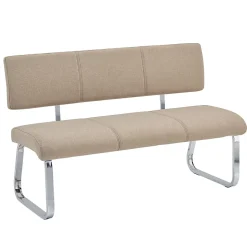 Banc design avec dossier VILAS, en tissu beige