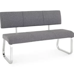 Banc design avec dossier VILAS, en tissu gris