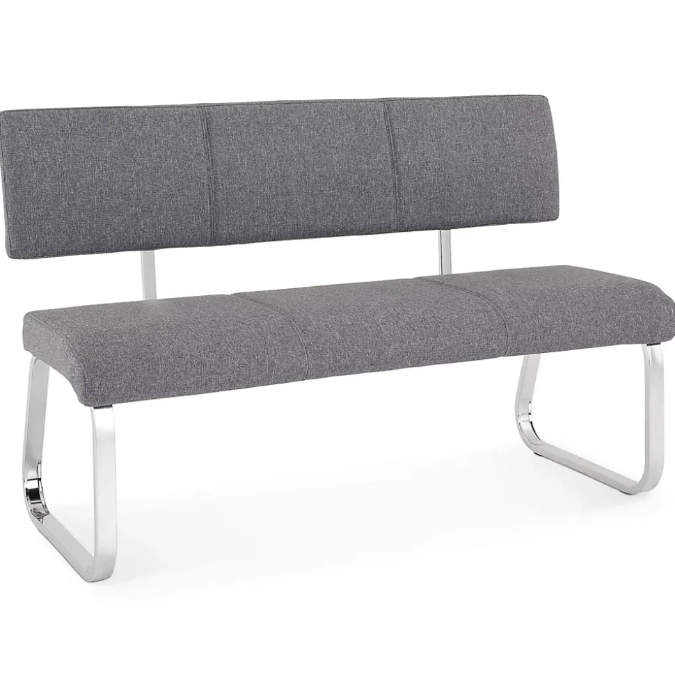 Banc design avec dossier VILAS, en tissu gris