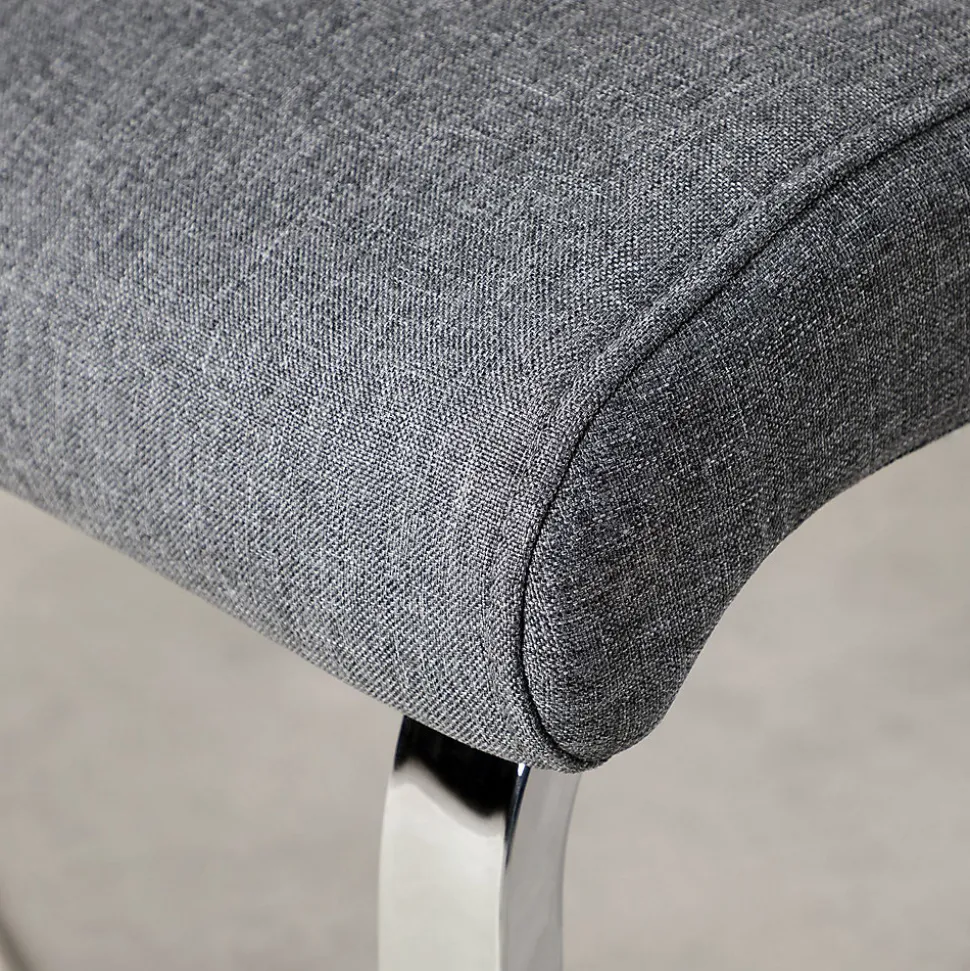Banc design avec dossier VILAS, en tissu gris