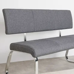Banc design avec dossier VILAS, en tissu gris