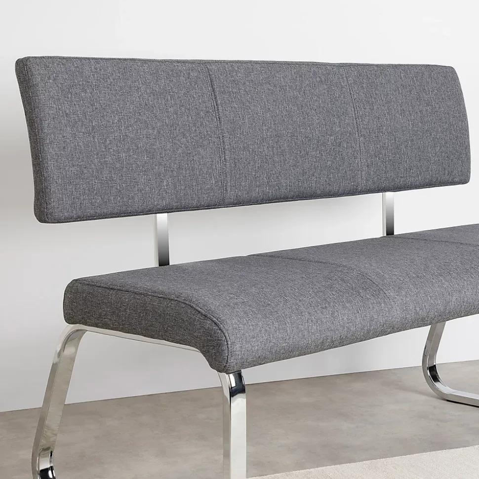 Banc design avec dossier VILAS, en tissu gris