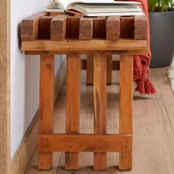Banc d'intérieur BAVELLA en acajou finition naturelle