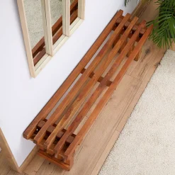 Banc d'intérieur BAVELLA en acajou finition naturelle