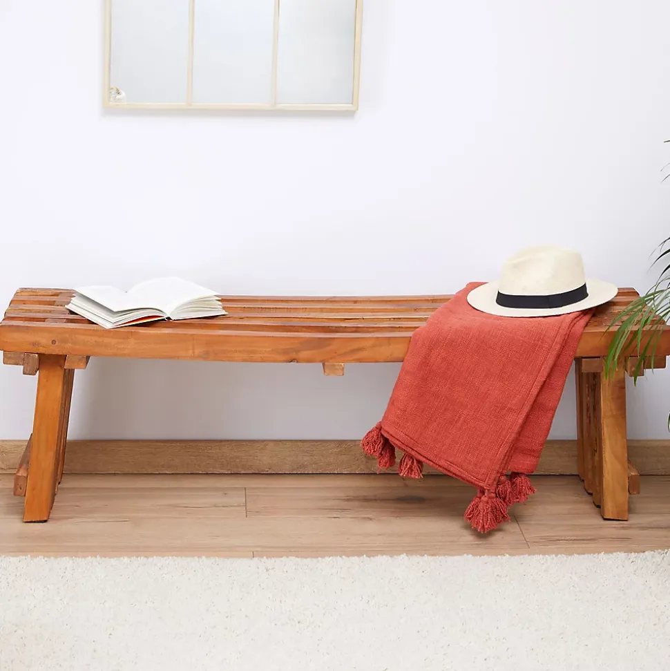 Banc d'intérieur BAVELLA en acajou finition naturelle