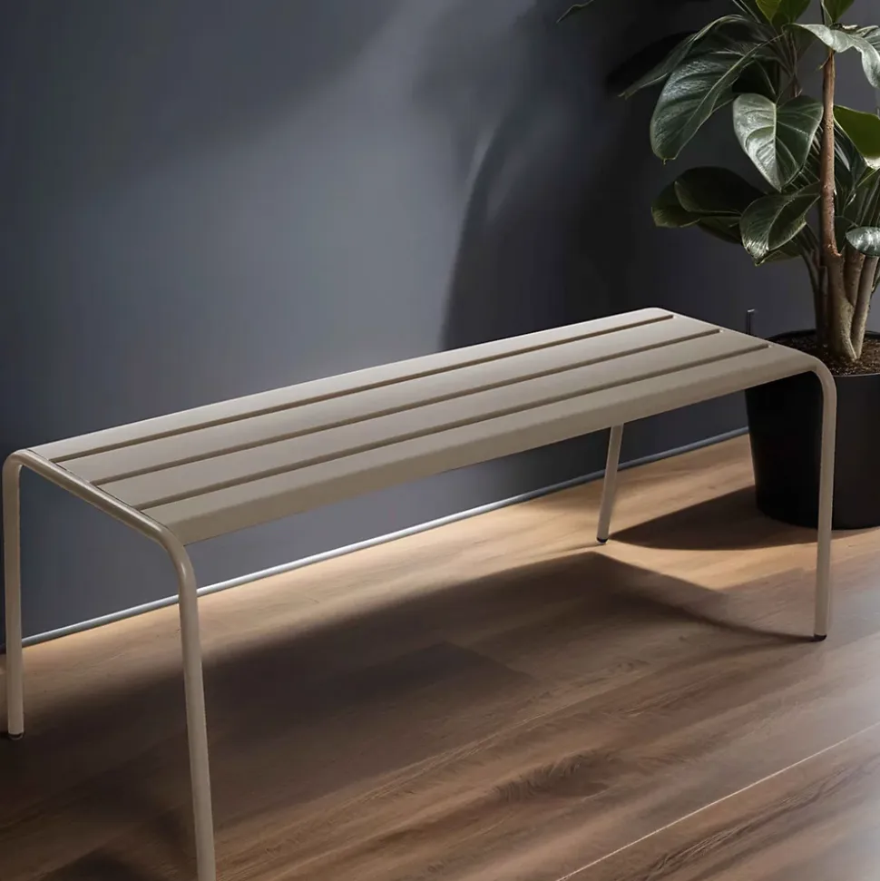 Banc d'intérieur en métal taupe Palavas Oviala