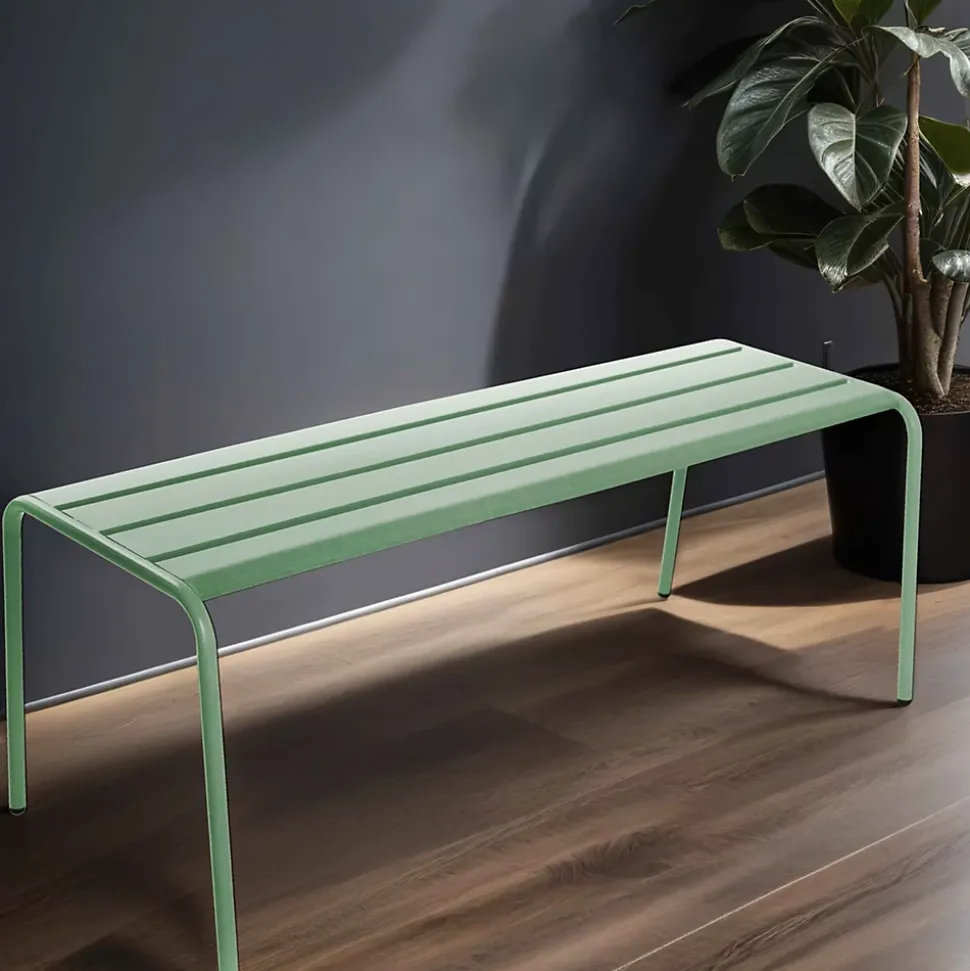 Banc d'intérieur en métal vert sauge Palavas Oviala