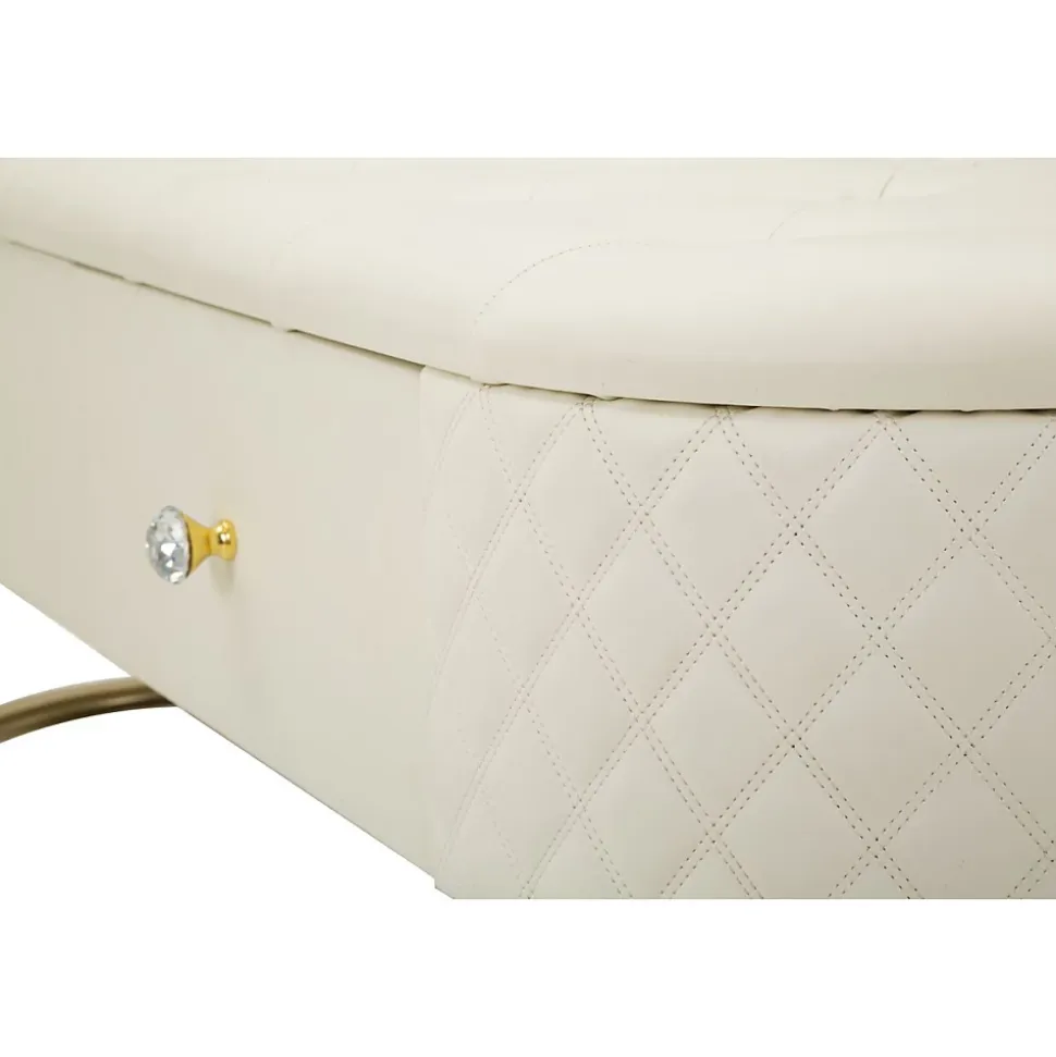 Banc effet matelassé avec 2 tiroirs Sharon 120x40x43 cm