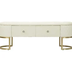 Banc effet matelassé avec 2 tiroirs Sharon 120x40x43 cm