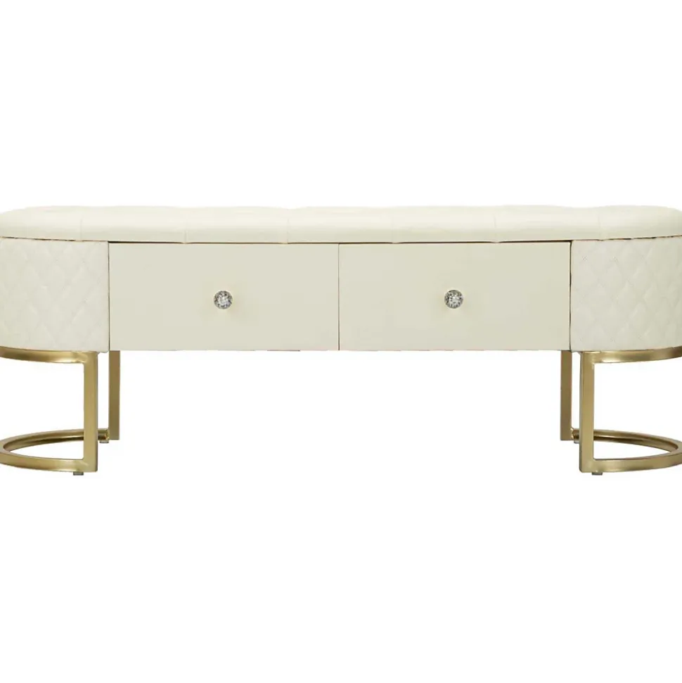 Banc effet matelassé avec 2 tiroirs Sharon 120x40x43 cm