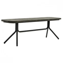 Banc en bois d'acacia massif cendré avec piètement métal noir - KUBI