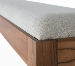 Banc en bois d'acacia massif recouvert de tissu