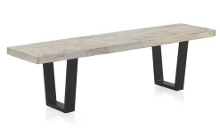 Banc en bois de manguier patiné blanc