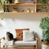 Banc en bois de teck et tissu Pénélope