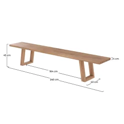 Banc en bois de teck recyclé 240 cm - Marie