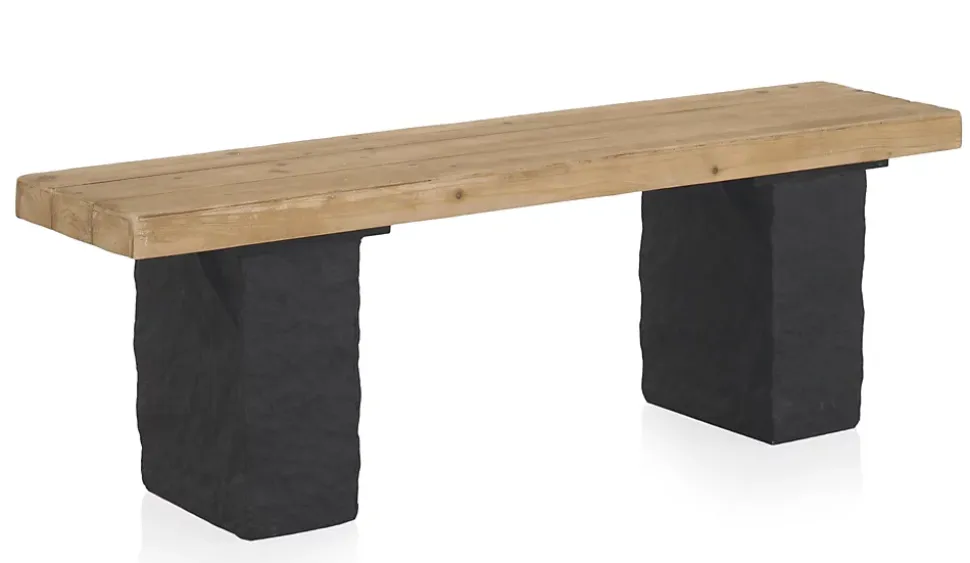 Banc en bois d'épicéa avec base en polyrésine mgo