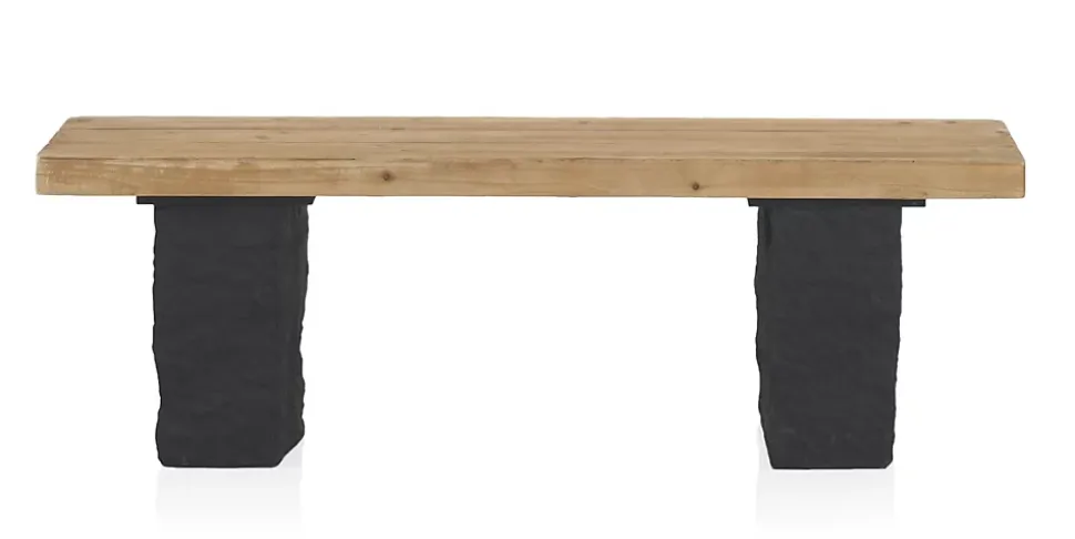 Banc en bois d'épicéa avec base en polyrésine mgo