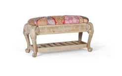 Banc en bois manguier et tissu