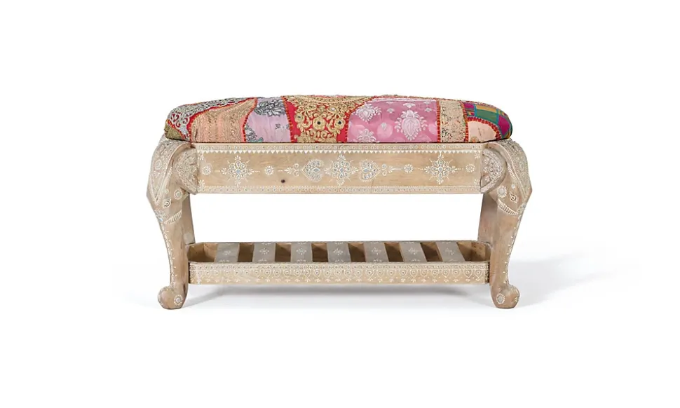 Banc en bois manguier et tissu