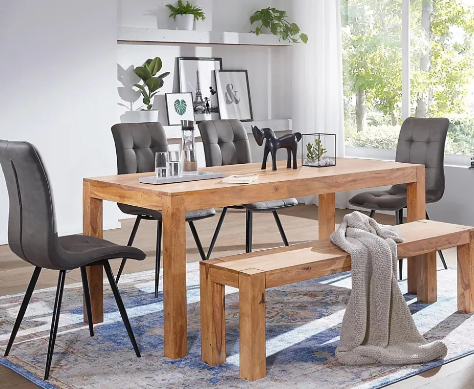 Banc en Bois Massif Acacia - Banquette Moderne de Cuisine Salon