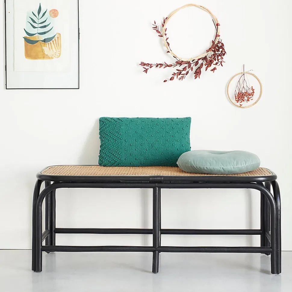 Banc en rotin et cannage 120 cm