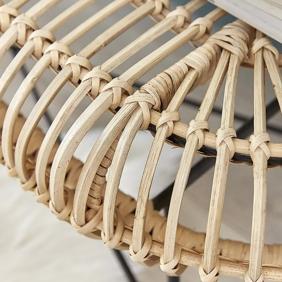 Banc en rotin et pieds en métal 120 cm