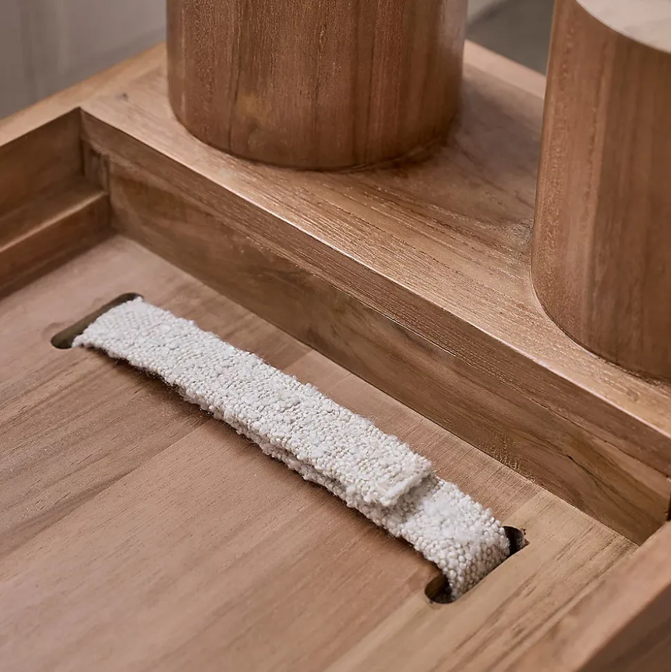 Banc en teck massif assise bouclette 140 cm
