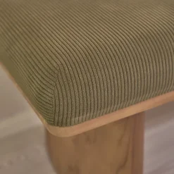 Banc en teck massif et tissu velours cotelé vert 100 cm