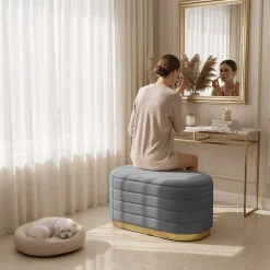 Banc en velours avec rangement 80 cm BELLA Gris Foncé