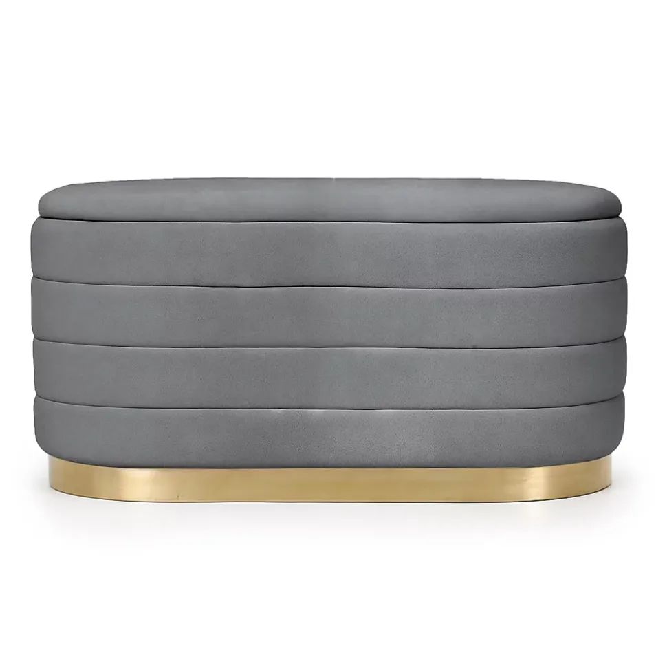 Banc en velours avec rangement 80 cm BELLA Gris Foncé