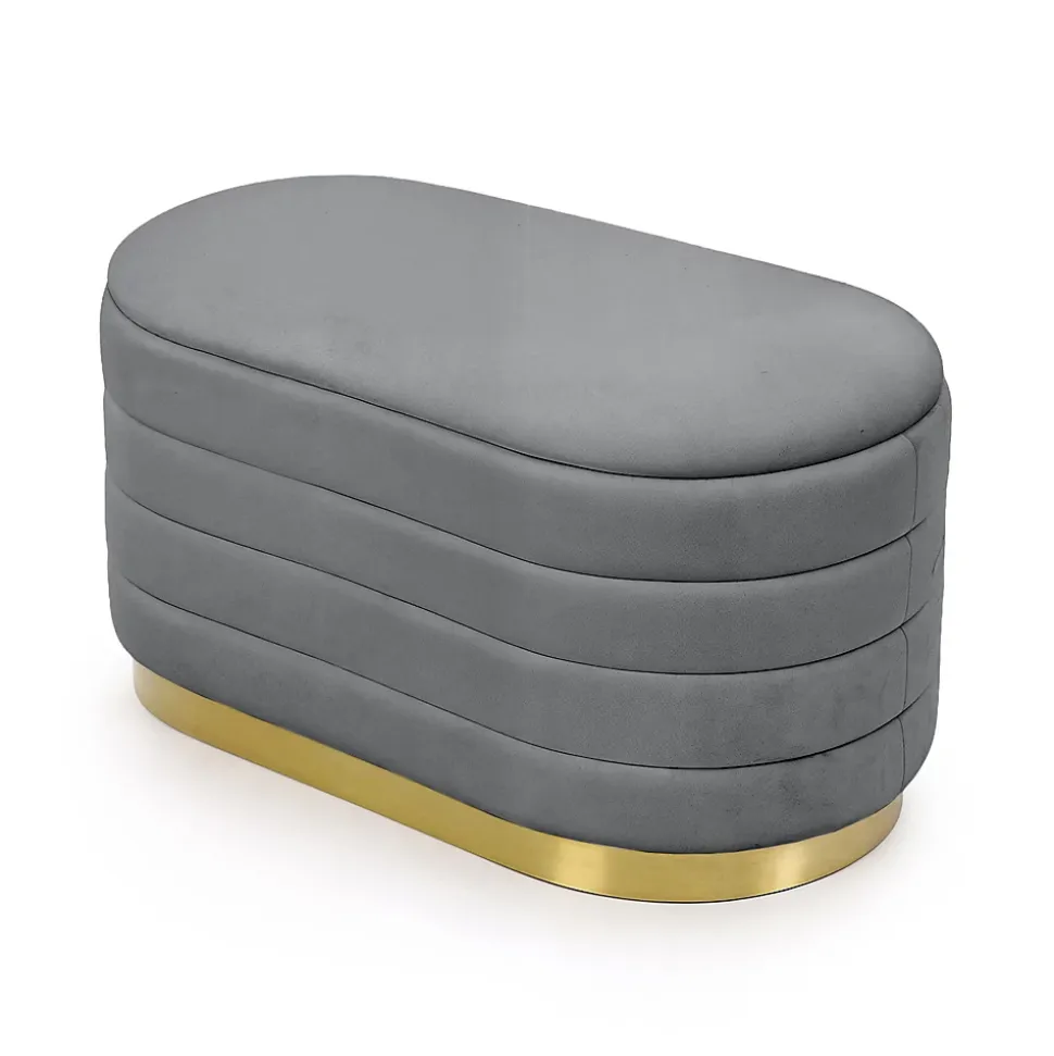Banc en velours avec rangement 80 cm BELLA Gris Foncé