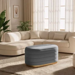 Banc en velours avec rangement 80 cm BELLA Gris Foncé