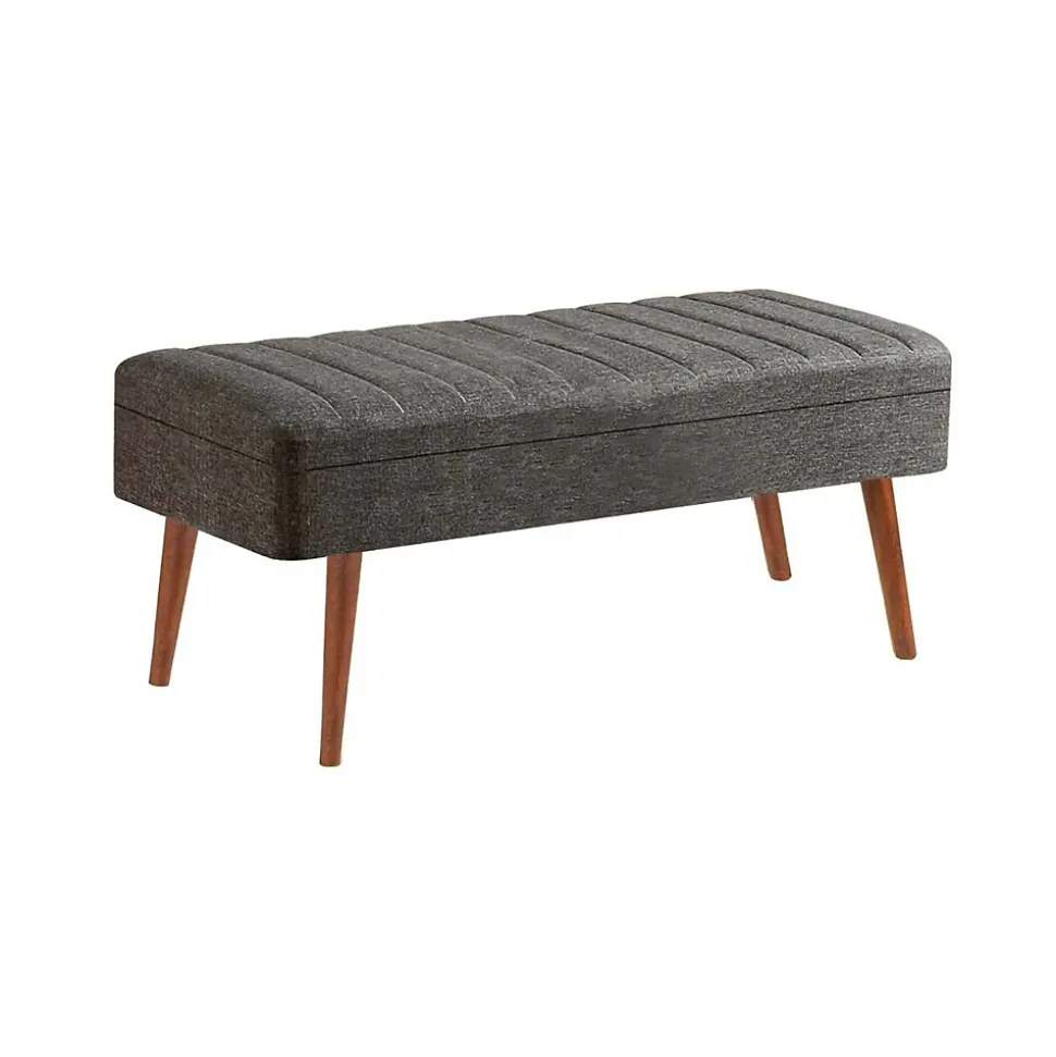 Banc Falcon, Banc polyvalent, Sièges pour les invités, Coffre multifonctionnel, 90x39h40 cm, Noyer et Anthracite
