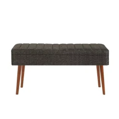 Banc Falcon, Banc polyvalent, Sièges pour les invités, Coffre multifonctionnel, 90x39h40 cm, Noyer et Anthracite