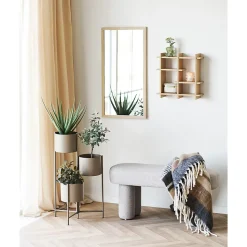 Banc HOUSE NORDIC Weston HN1088, 95 x 36 x 45 cm, sable. Acier, contreplaqué et tissu.