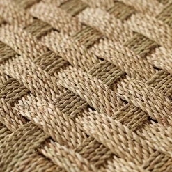 Banc Marocain Doum tressage damier (60 cm - Naturel)