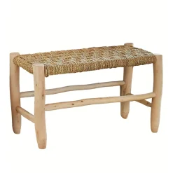 Banc Marocain Doum tressage damier (60 cm - Naturel)
