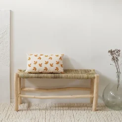 Banc Marocain Doum tressage central (100 cm - Naturel)