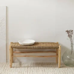 Banc Marocain Doum tressage damier (100 cm - Naturel)