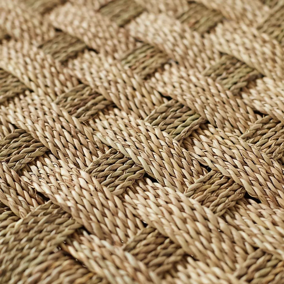 Banc Marocain Doum tressage damier (100 cm - Naturel)