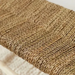Banc Marocain Doum tressage central (60 cm - Naturel)