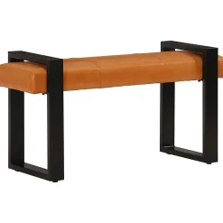 Banc Noir et marron 110 cm Cuir de chèvre véritable vidaXL