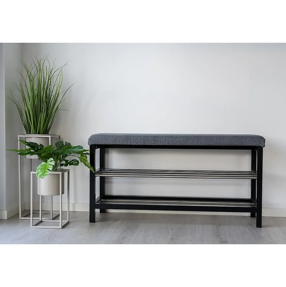 Banc Padova, Gris, Métal, 100x34x50 cm, Seven Design