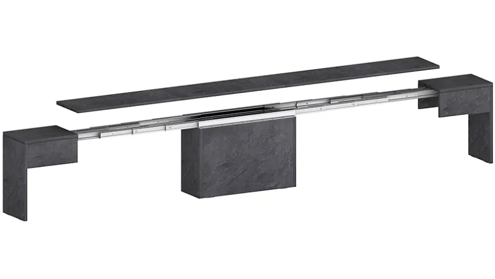 Banc Quedan, Lot de 2 Sièges pour table à manger, Bancs extensibles, 290x25h45 cm, Ardoise