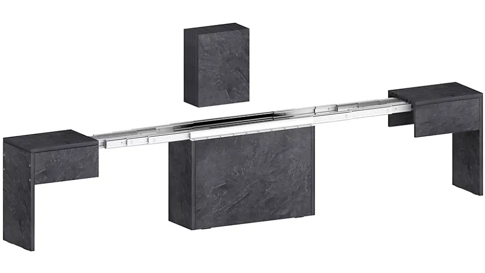 Banc Quedan, Lot de 2 Sièges pour table à manger, Bancs extensibles, 290x25h45 cm, Ardoise